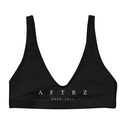Aftrz Classics Padded Bikini Top - Black with Tan Logo