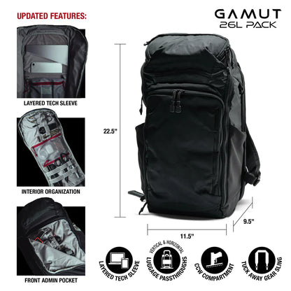 Vertx Gamut 26L - Rapid Access for Guns & Gear - 26L Storage + Expandable Carry