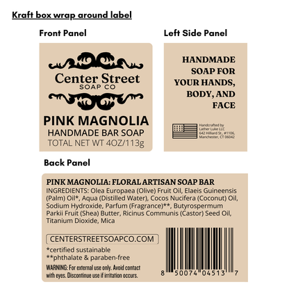 Pink Magnolia Valentine's Handmade Soap Bar
