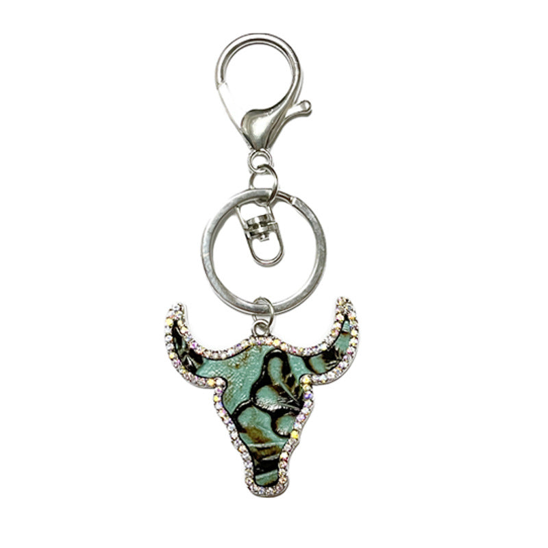 Retro Embossing Western Style Handbag Pendant Keychain