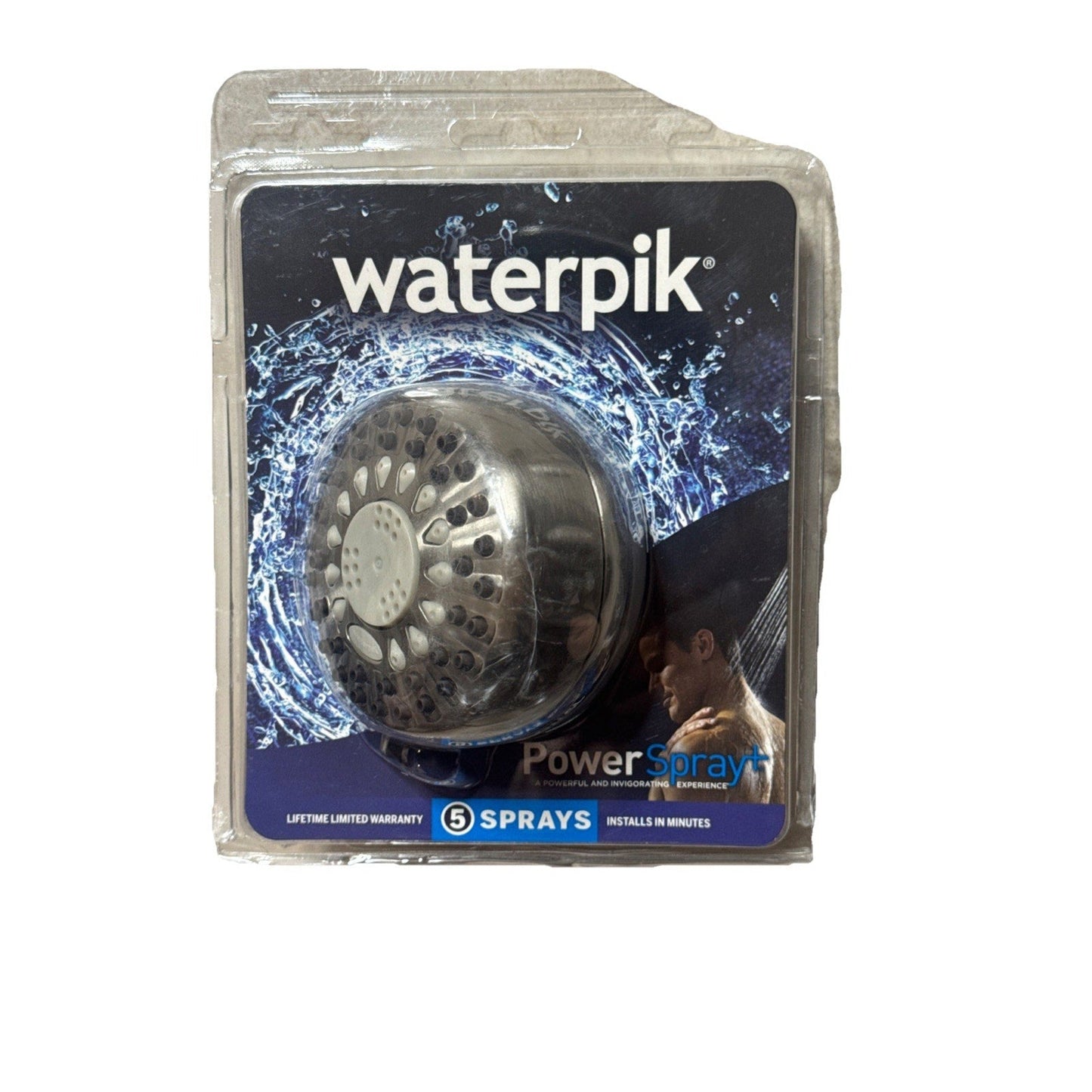 Waterpik Elements Fixed-Mount Shower Head, 5 Spray Settings, No-Clog