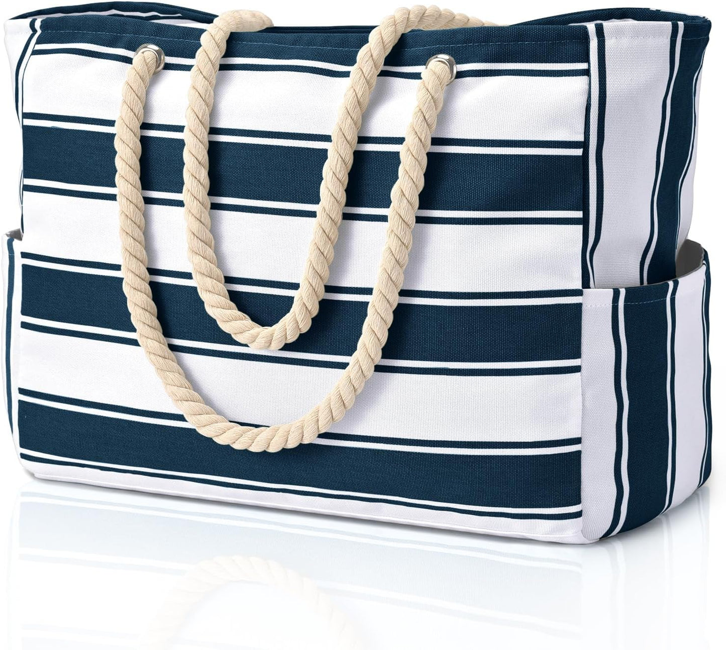 Waterproof Oversized Beach Tote Bag 20L Sandproof Zip Travel Carryall