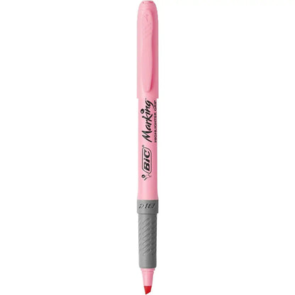 BIC Highlighter Grip Pastel, Highlighter Pens with Adjustable Chisel Tip, Rubber Grip for Extra Comfort, Assorted Colours, Pack of 6