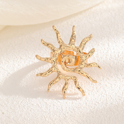 Gold Sun Necklace Hollow Pendant Earrings