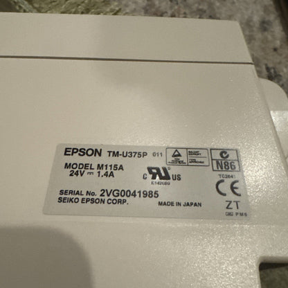 Epson TM-U375P M115A Dot Matrix POS Receipt Printer, No Power Adapter
