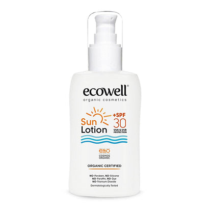 Ecowell Organic Sunscreen Lotion - 30 SPF, Vegan & Mineral UVA UVB Protection, Moisturizing & Eco-Friendly