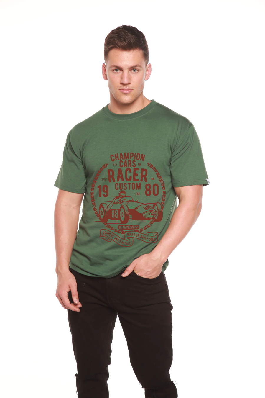 Champions Cars Men's Bamboo Viscose/Organic Cotton Short Sleeve Graphic T-Shirt