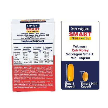 Sorvagen Dietary Supplement - 60 Mini Capsules with DHA Omega 3, Sitikolin, and Vitamin B12