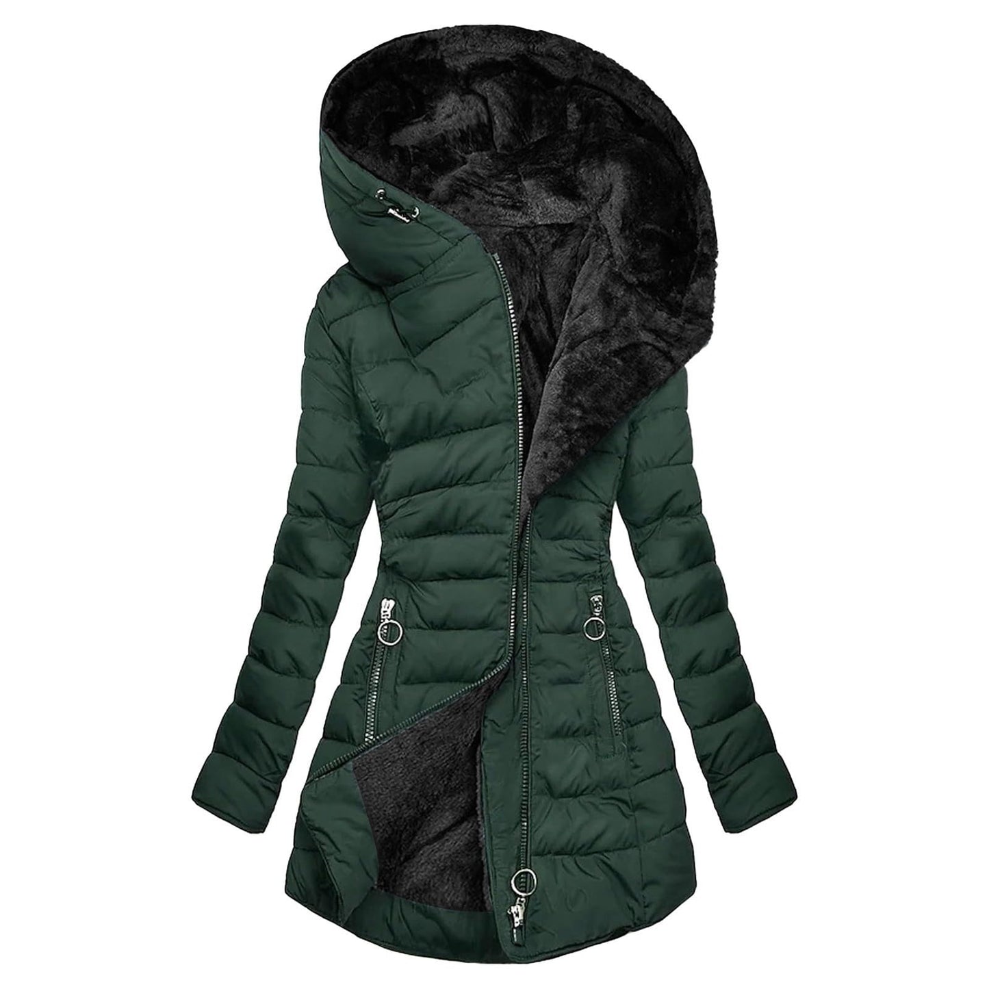 Hooded long-sleeved warm and velvet cotton jacket