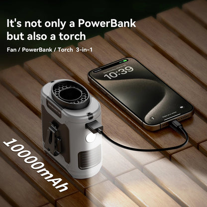Portable Waist Fan 6000mAH Rechargeable Clip Fan with LED Light Power Bank