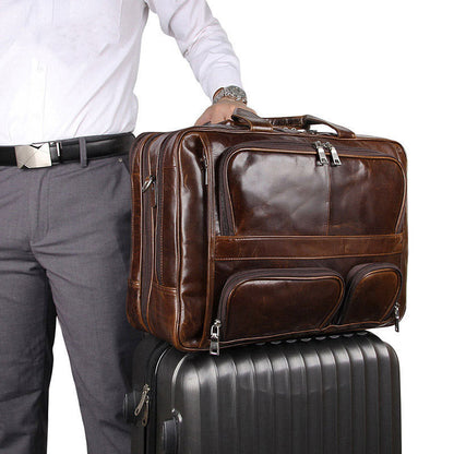 Men's Large Capacity Leather Handbag Computer Briefcase