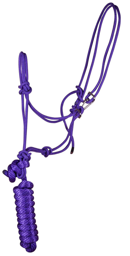Jeffers Easy-On Clip Nylon Rope Horse Halter with Lead
