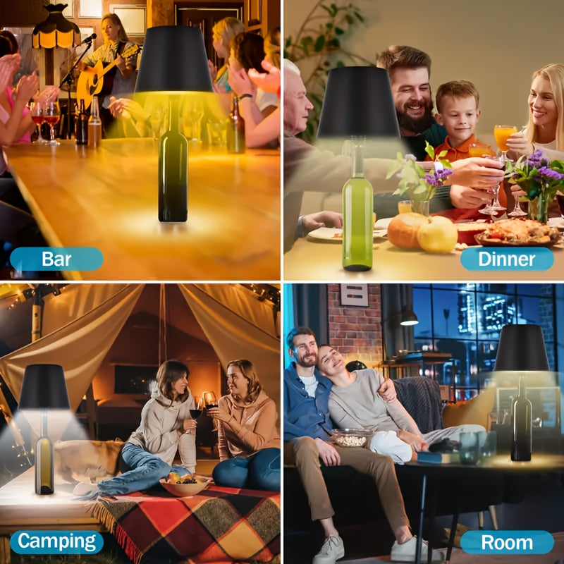 Wireless Bottle Lamp – Rechargeable 3-Color Dimmable Touch LED Light for Bars