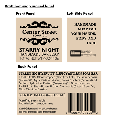 Starry Night Holiday Handmade Bar Soap - 4oz