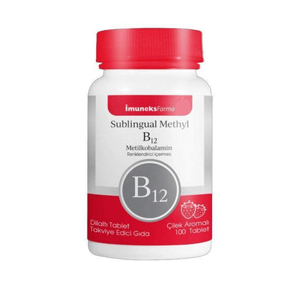 İmuneks Farma Sublingual Methyl B12 100 Tablets - Vitamin B12 Supplement for Energy & Nerve Health