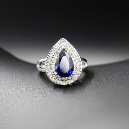 Jewelry Four-piece Set Rings Pendants Earrings Drop-shaped Gem