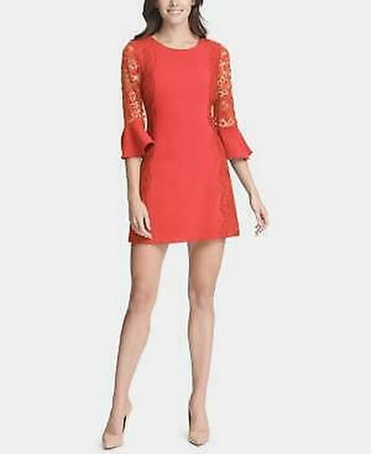 Kensie Women's Lace-Trim Bell-Sleeve Dress, Size 6