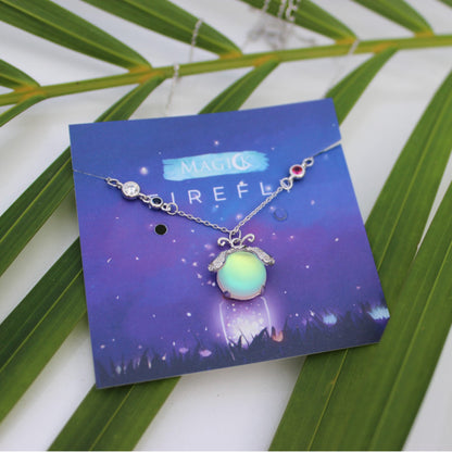 Moonstone Firefly Pendant Necklace Sterling Silver Handmade Gemstone Necklace