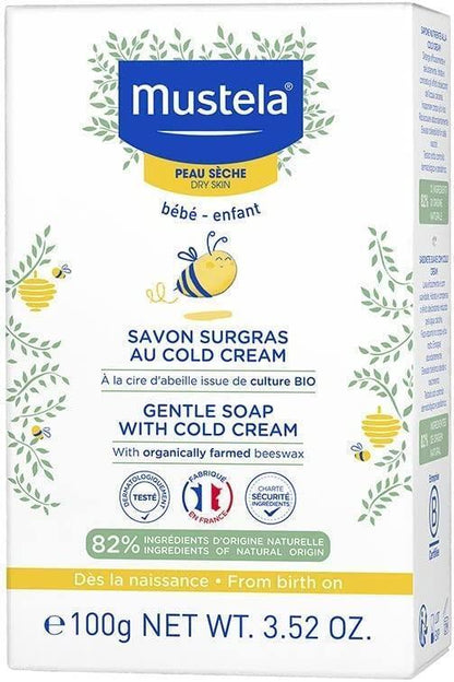 Mustela Baby Soap with Cold Cream - Gentle, Non-Drying, and Dermatologically Tested for Newborns