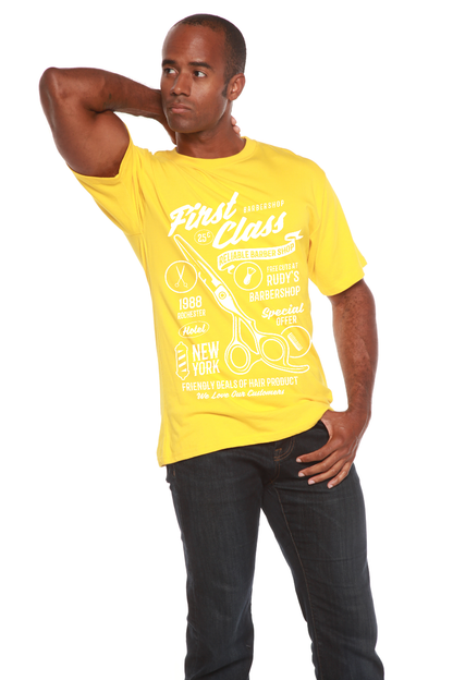 First Class Barber Men's Bamboo Viscose/Organic Cotton Short Sleeve Graphic T-Shirt