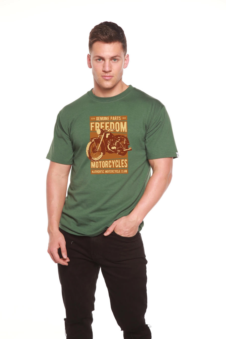 Freedom Motorcycles Men's Bamboo Viscose/Organic Cotton Short Sleeve Graphic T-Shirt