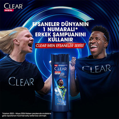 Clear Men Vinicius Junior Ultra Hydro Boost Shampoo - Anti-Dandruff, Moisturizing Shampoo for Men with Cedar Wood & Eucalyptus
