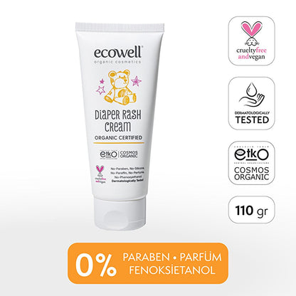 Ecowell Organic Diaper Cream - 110g, Vegan & Hypoallergenic for Newborns