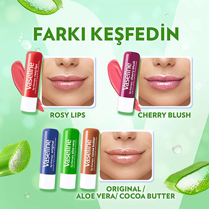 Vaseline Aloe Vera Lip Care Balm - 48 Hour Moisturization for Dry, Chapped Lips