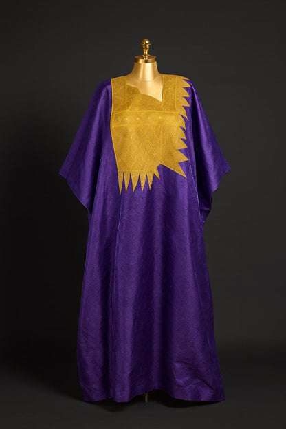 Ola Ade — Royal Mikado Kaftan — Purple Majesty with Gold Embroidery (1X–3X) Plus Size Edition