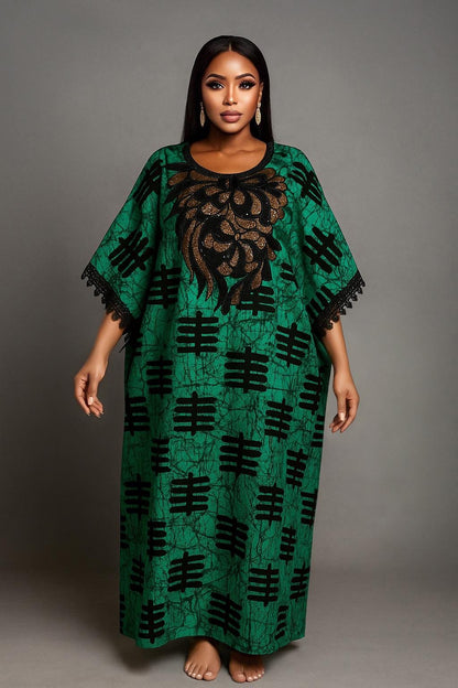 IMPERIALE “Abeni” Emerald Royal Stoned Bubu Kaftan