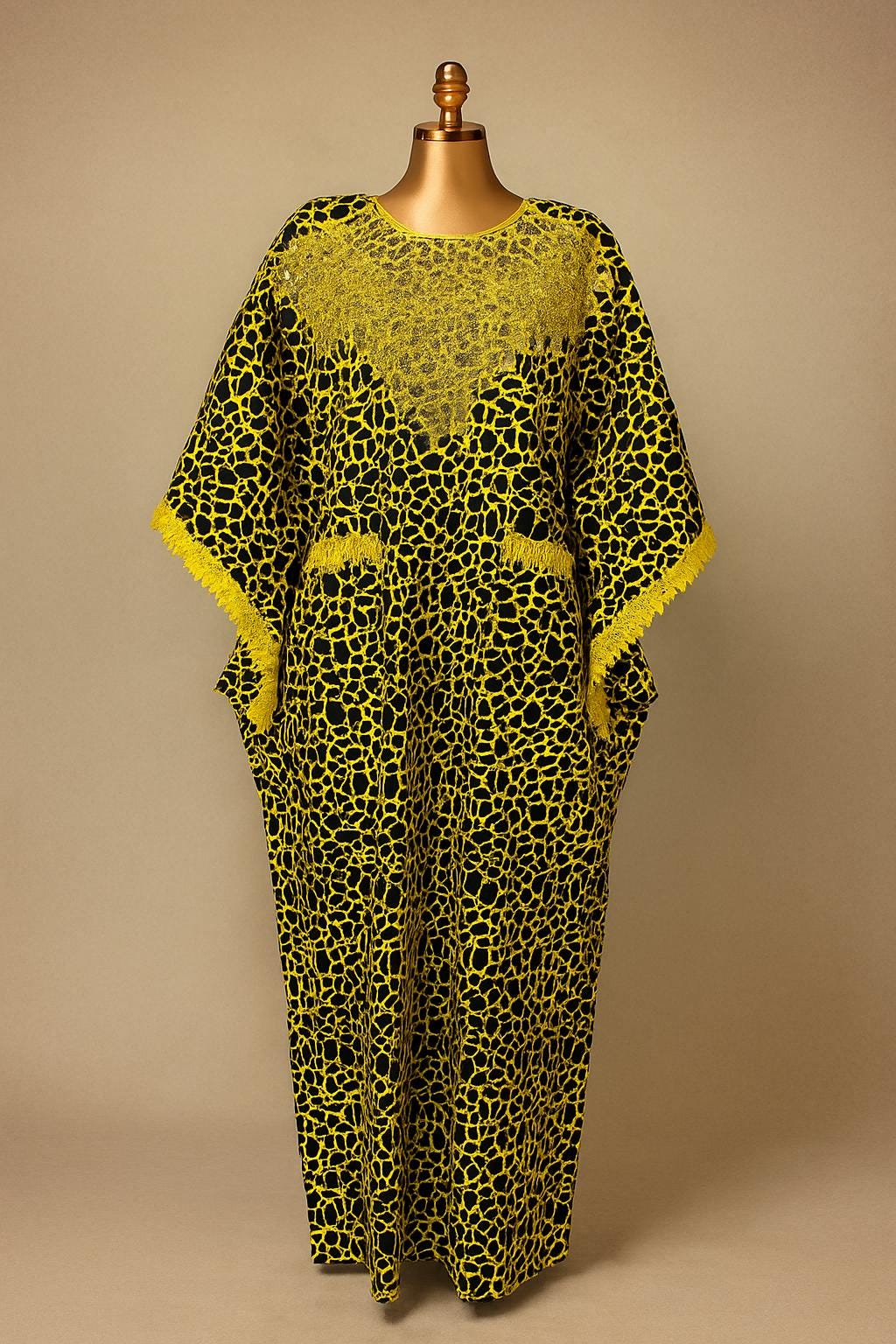 IMPERIALE “Olawumi” Sequin Majesty Bubu Kaftan (Black × Yellow Gold)