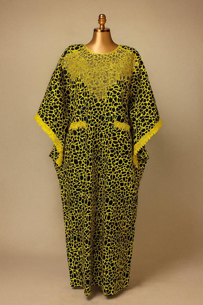 IMPERIALE “Olawumi” Sequin Majesty Bubu Kaftan (Black × Yellow Gold)