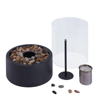 Portable Table Lantern Gas Flame Outdoor Indoor Modern Steel Glass Table Lamp