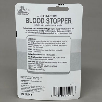 ZA@ FOUR PAWS Pack of 3 Quick Action Blood Stopper Styptic Powder Bottles 0.5oz BB 03/24 (New)