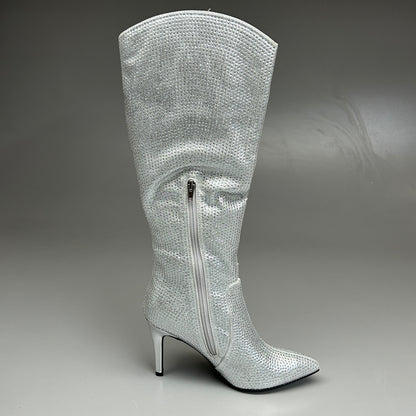 MIA Mackynzie Silver Stone Tall Heeled Boots Sz 7M Q100302