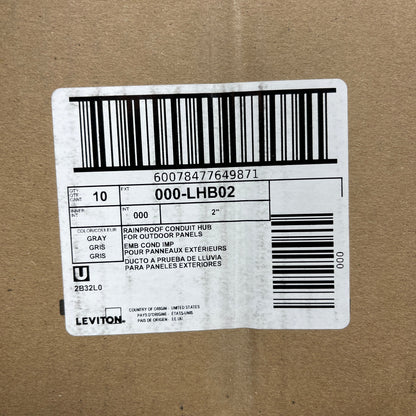 LEVITON Rainproof 2" Conduit Hub for Outdoor Panels 000-LHB02 (New)