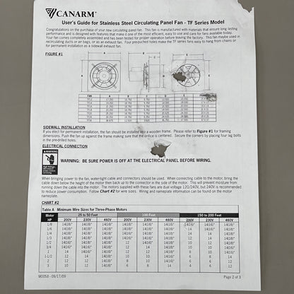 CANARM Tube Fan 12" Stainless Steel 1/4 HP Leeson Motor TF12S.S. CF1740 (New)