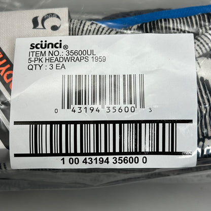SCUNCI 3-PACK! Headwraps Multiwear 1959 5-Pieces (New)