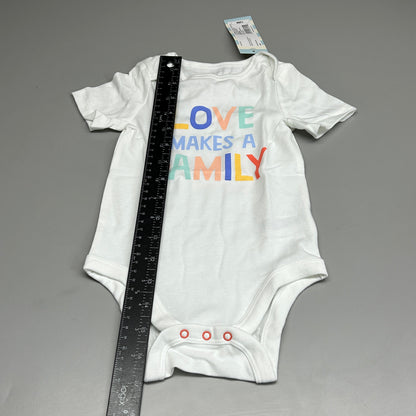 CAT & JACK Baby Boys' Love Short Sleeve Bodysuit White 12M (New)