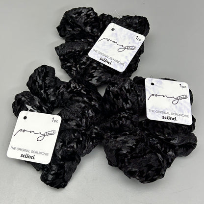 SCUNCI 3-PACK! Black Twister Ulta Ponytail Scrunchie (New)