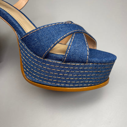 SCHUTZ Keefa Casual Denim Women's 4" Heeled Sandal Platform Blue Sz 9B (New)