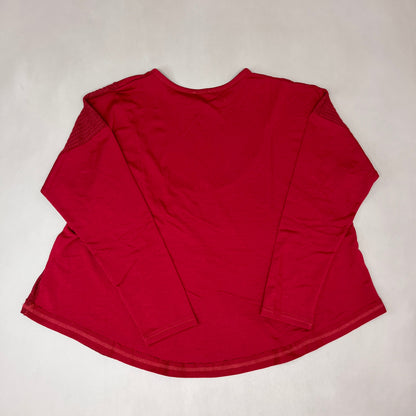 PINK LILY Take the Leap Henley Waffle Knit Blouse Women's Sz L Cranberry PL903 (New)