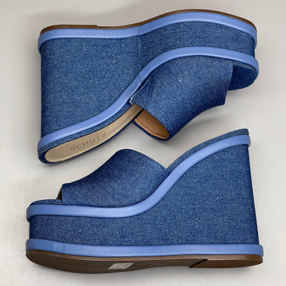 SCHUTZ Dalle Denim Women's Wedge Sandal Blue Platform Shoe Sz 7B (New)