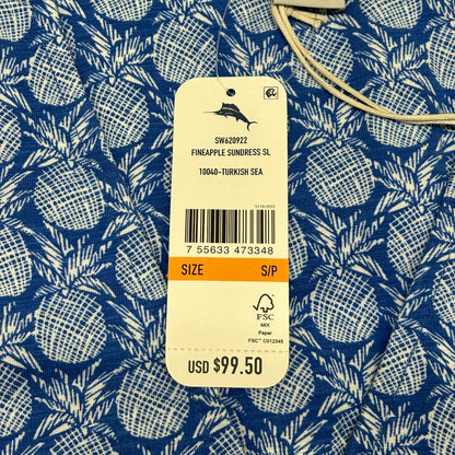 TOMMY BAHAMA Women's Fineapple Sleeveless SunDress Blue/White Turkish Sea Size S (New)
