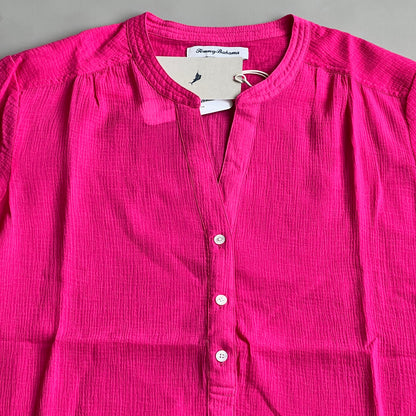 TOMMY BAHAMA Women's Coastview Gauze Top 3/4 Sleeve Rose Bed Size S (New)