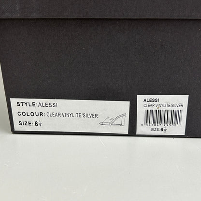 TONY BIANCO Alessi Clear Vinylite/Silver Wedges Women's Heels Sz 6.5 (New)