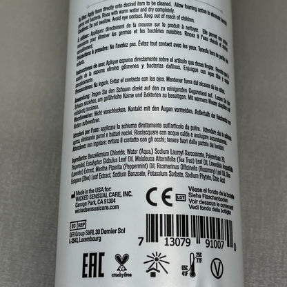 WICKED SENSUAL CARE Simply Foam 'n Fresh Clean & Simple Anti-Bacterial Foaming Toy Cleaner Enhanced w/ Olive Leaf Extract 7 oz (New)