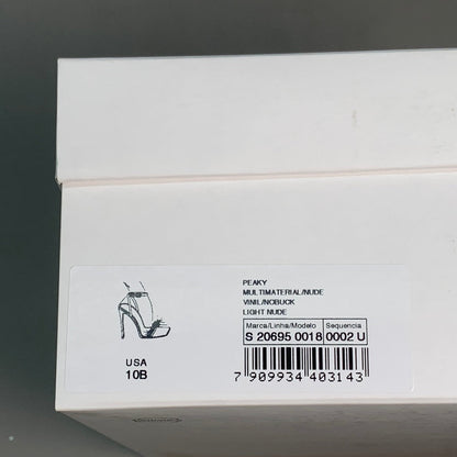 SCHUTZ Peaky Nubuck & Vinyl Multimaterial Women's Sandal Heel Light Nude Sz 10B (New)
