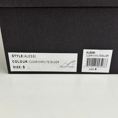 TONY BIANCO Alessi Clear Vinylite/Silver Wedges Women's Heels Sz 9 (New)