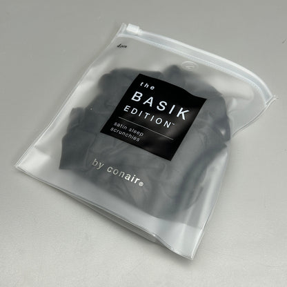 CONAIR 3-PACK! The Basik Edition Satin Sleep Scrunchies Black (New)